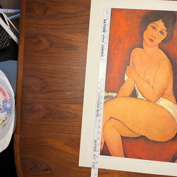 Vintage Amedeo Modigliani 28x22 Large Lithograph Seated Nude USA MCM Art Print - Picture 12 of 13